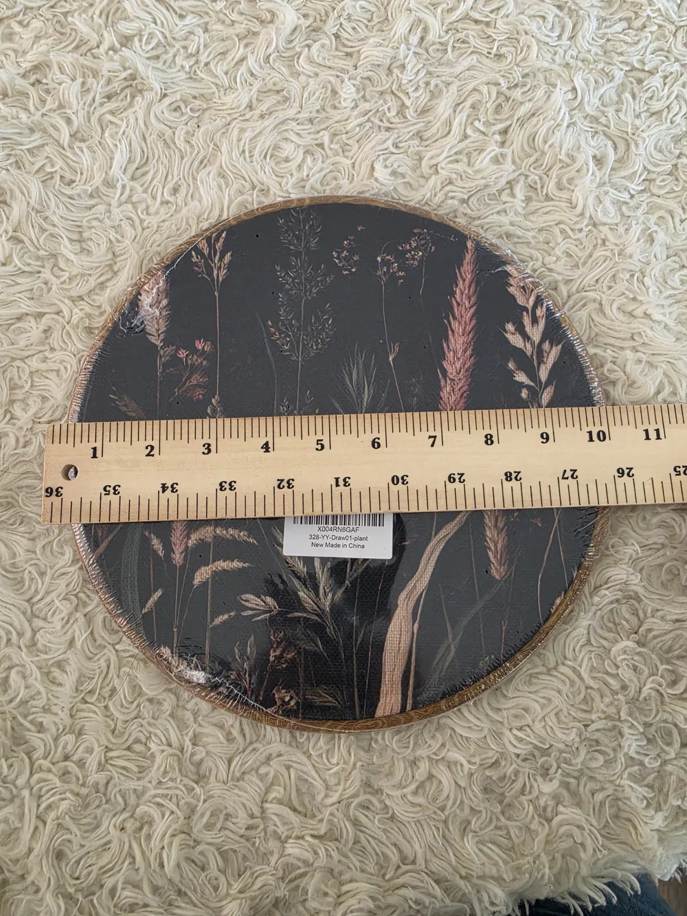 Botanical Round Wall Art‎ in Black and Rose Gold